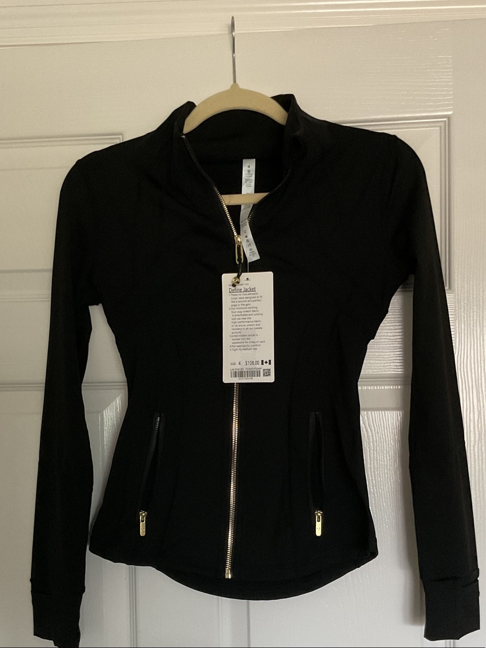 lululemon athletica Black Define Jacket with Gold Zippers NWT